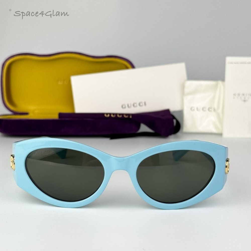 NEW Gucci GG1401S 004 Light Blue Grey Women Cat Eye Sunglasses GG 1401S